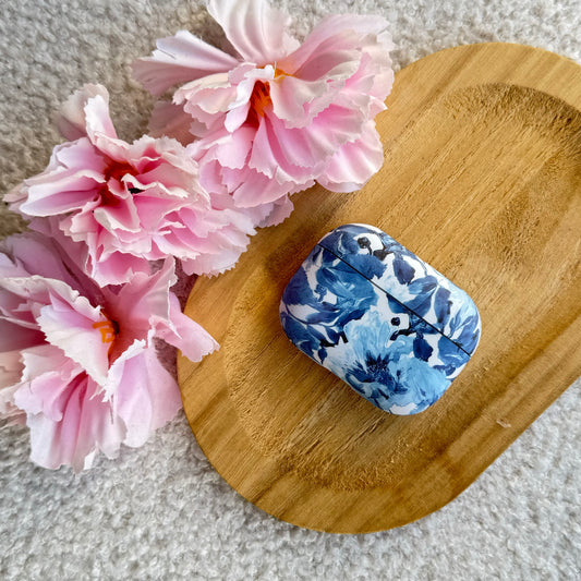 Coque AirPods Fleurs Bleues